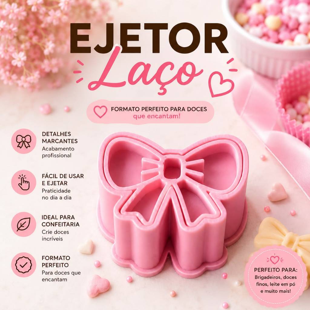 Ejetor Laço para Brigadeiro e Doces Gourmet | Molde para Doces, Pasta Americana e Confeitaria