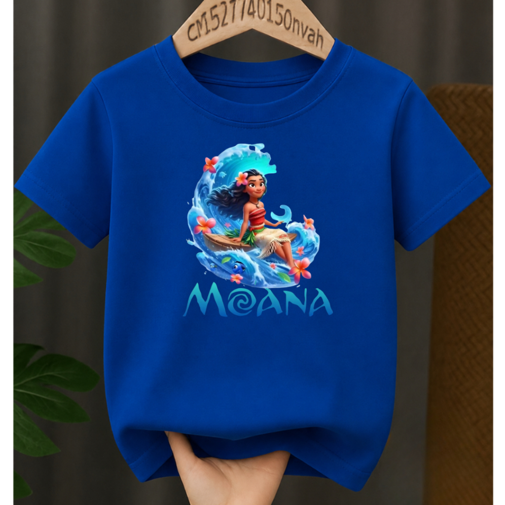 Camiseta Infantil Moana Disney Menina 100% Algodão Estampada Blusa Infantil Personagem Presente Aniversário