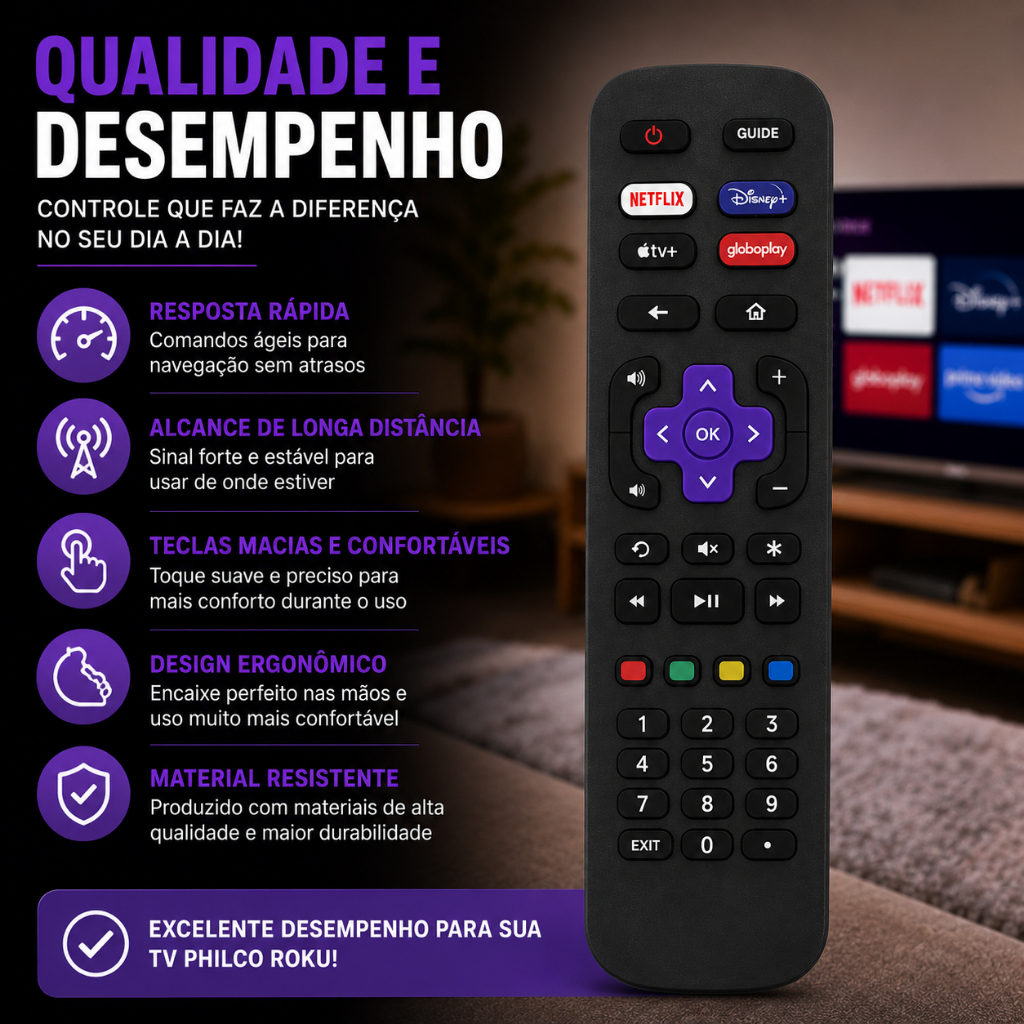 Controle Remoto Compatível Com Philco AOC Roku Smart Tv