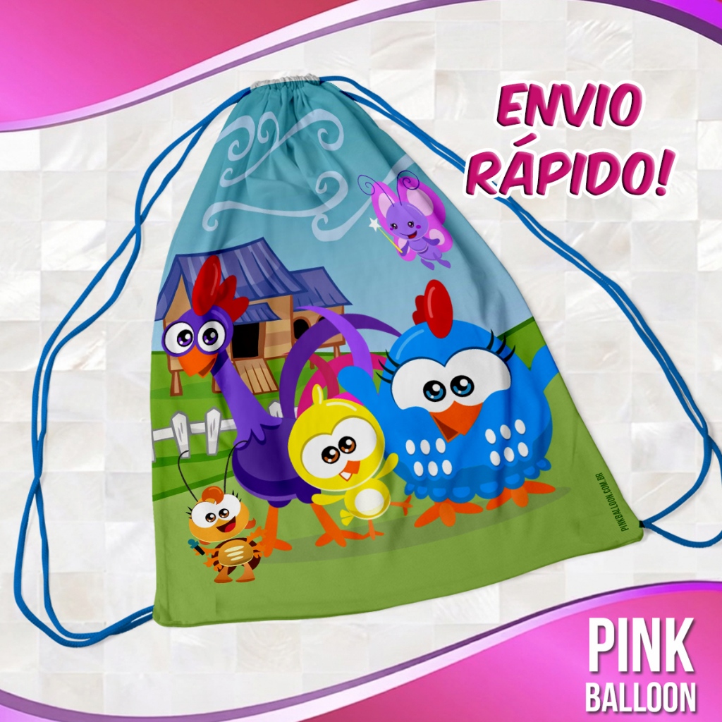 MOCHILINHA GALINHA PINTADINHA 5 (ENVIO RÁPIDO) - SACOLINHA LEMBRANCINHA NÃO PERSONALIZADA