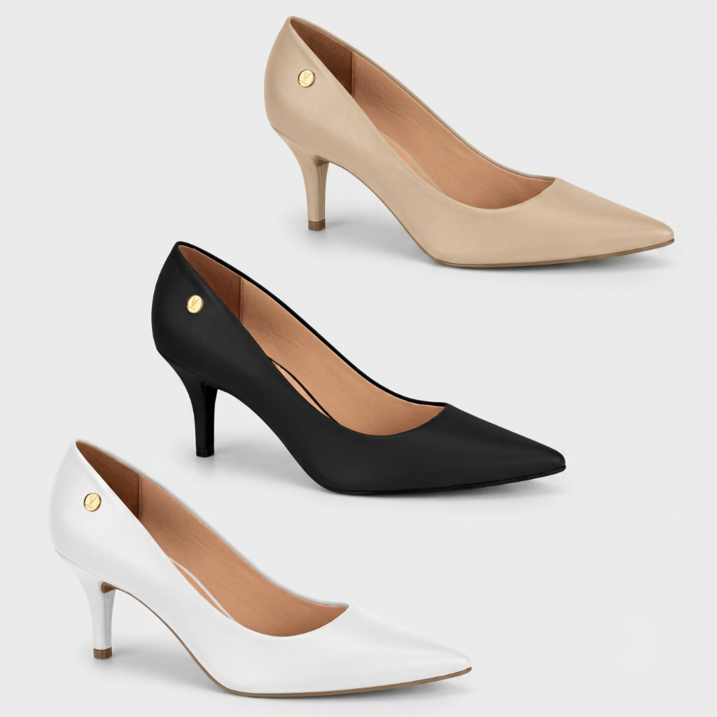 Scarpin Feminino Vizzano Lisa Salto Médio Bico Fino Social Conforto