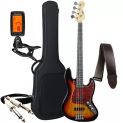 Kit Contra Baixo Bravo 4 Cordas Bb100 Passivo Jazz Bass + Acessórios