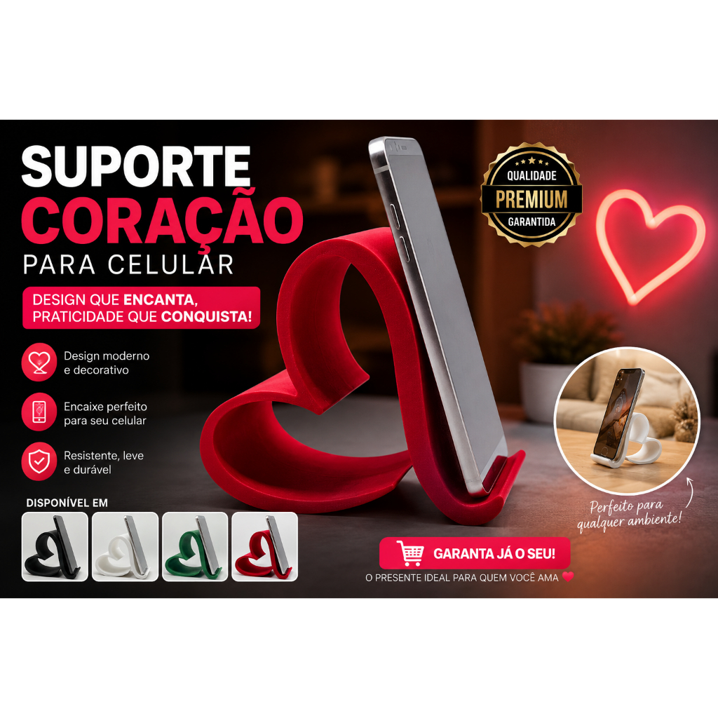Suporte Celular Coração Mesa Mesa Mfd Plástico Criativo Decoração Quarto Escritório Porta Smartphone