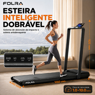 Esteira Elétrica Dobrável FOLRA Para Casa E Escritório Com Bluetooth Painel LED 1-10 Km/h Treino Caminhada