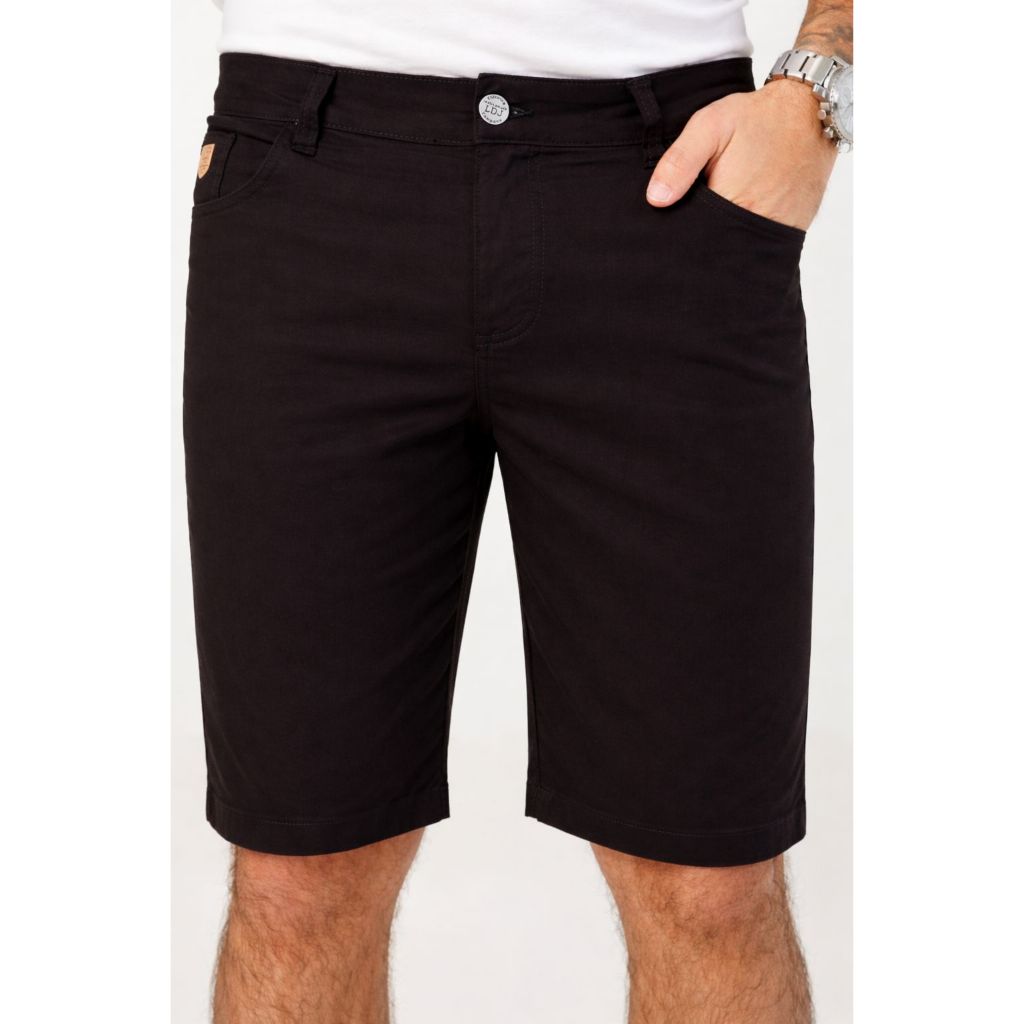 Bermuda Jeans Masculina Preta Sarja com Elastano Tradicional