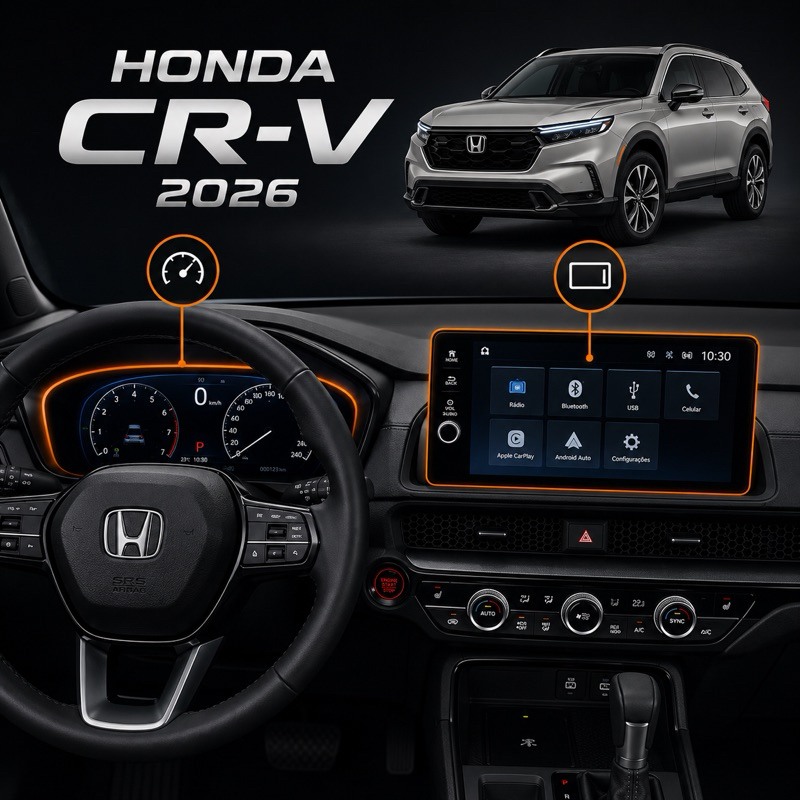 Kit Película Automotiva Carro Honda CRV 2026 Central Multimídia e Velocímetro