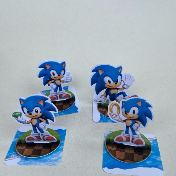 20 Aplique 3D Sonic 5m Papel Fotográfico | Tag Personalizada para caixa acrílica Festa Infantil | Lembrancinha