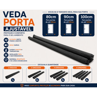Veda Porta Ajustável 100cm / 90cm / 80cm BemPrat Borracha Flexível