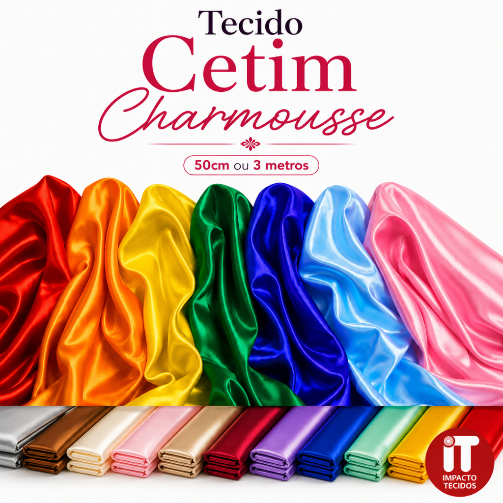 3 Metros Tecido Cetim Charmousse Liso 0,50x1,50M | 3x1,50M Largura