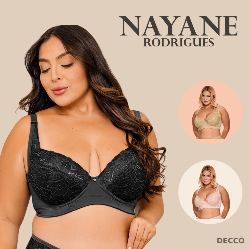 Sutiã Plus Size Nayane Sem Bojo Com Aro Renda Alças Ajustáveis Confortável