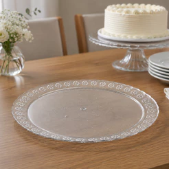 Bandeja Redonda Prato Cristal 40CM Três Triângulos
