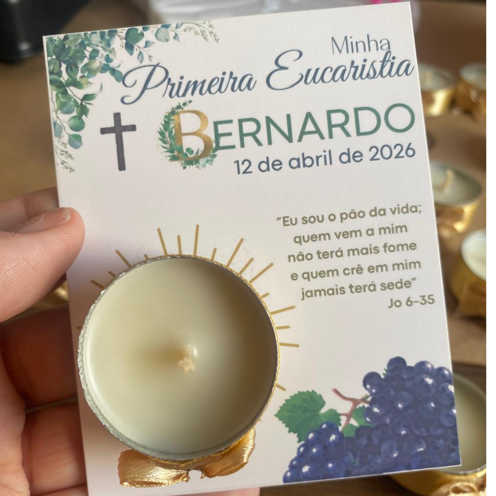 Kit 10 Mini Velas aromáticas Personalizadas Lembrancinha Primeira Eucaristia