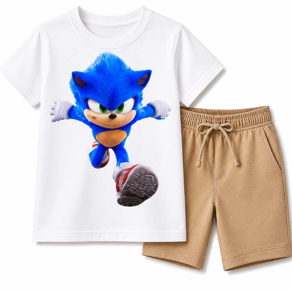 Conjunto Infantil Masculino Camiseta Reforçada Menino Estampa  Bermuda  Infantil Criança Conforto