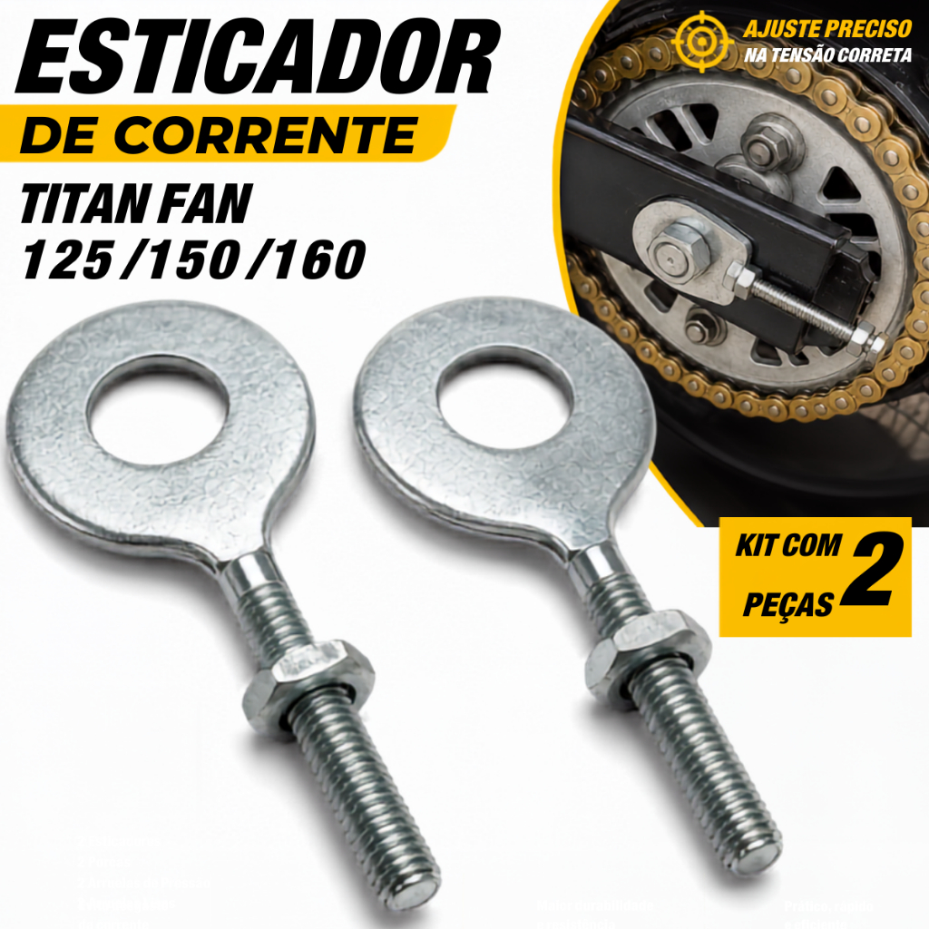 Par Esticador Corrente Honda CG 125 150 160 Titan Fan Cargo Regulador Eixo Traseiro