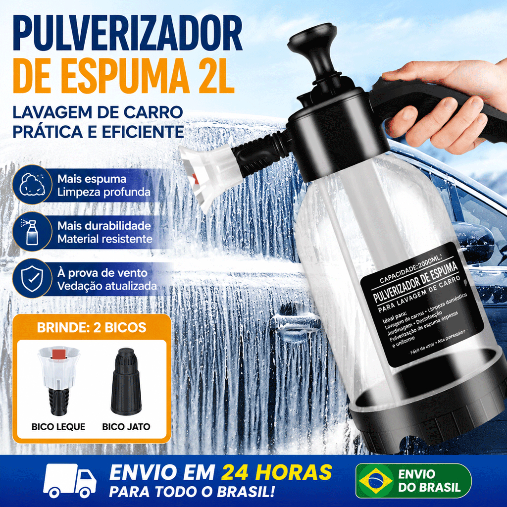 Pulverizador Snow Foam Lavadora Espuma Manual 2 Litros Com 2 Bicos profissional