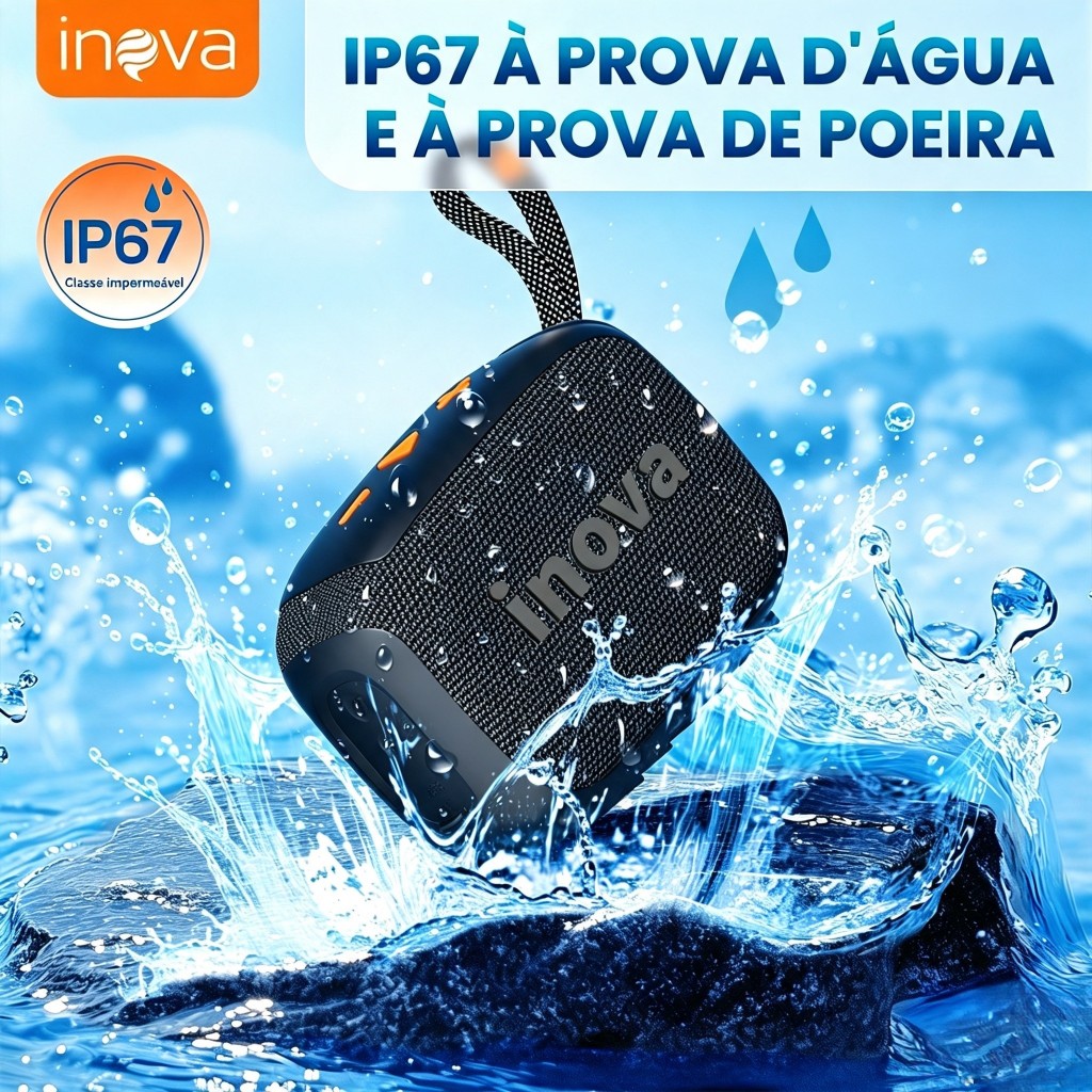 Inova Caixa de som Bluetooth portátil go5 com alça ao ar livre, FM, USB, TWS, 5W - para praia, festas ou viagens · foto 2