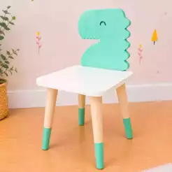 Cadeira Infantil Dinossauro Madeira Montessori Mobiliário Quarto Criança Kit Livro Educativo