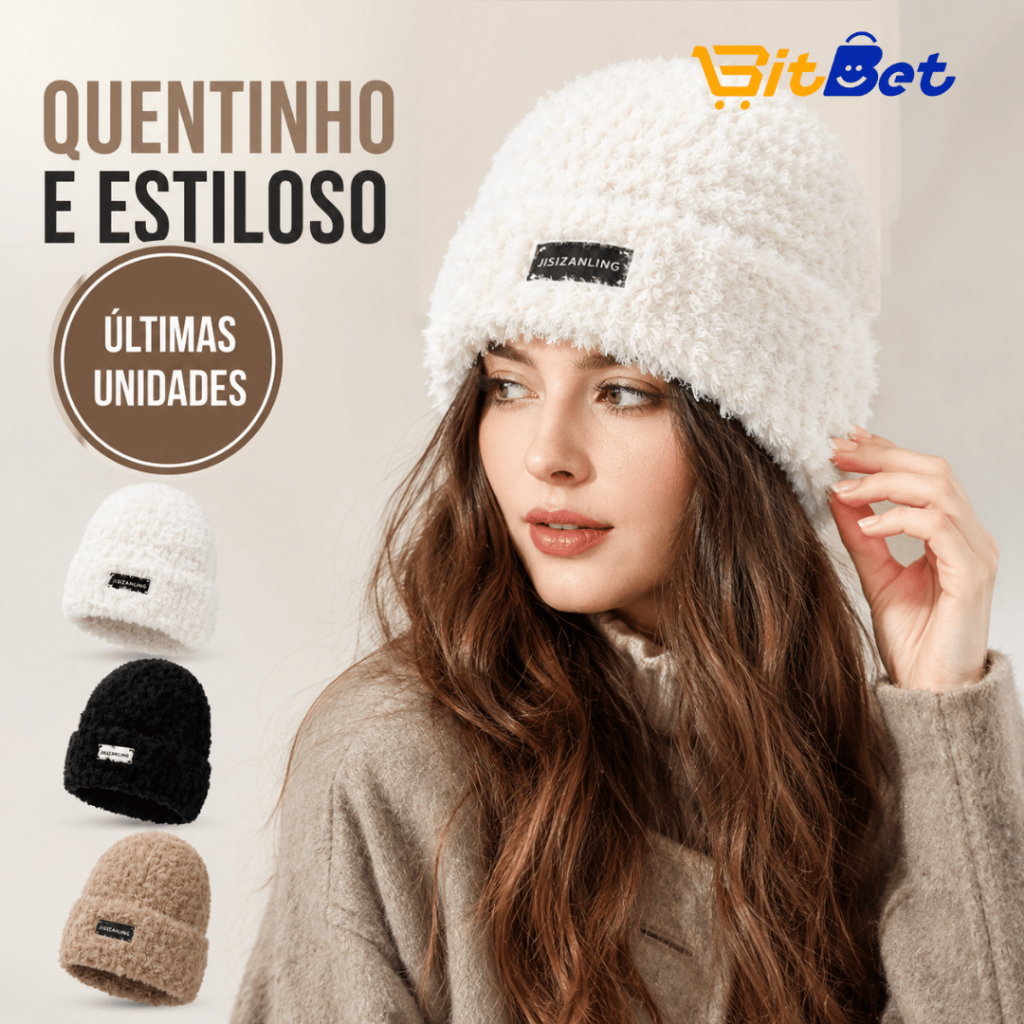 Touca Fofa de Lã com Tag Metálica - Ideal para Dias Frios e Looks Urbanos INVERNO-08