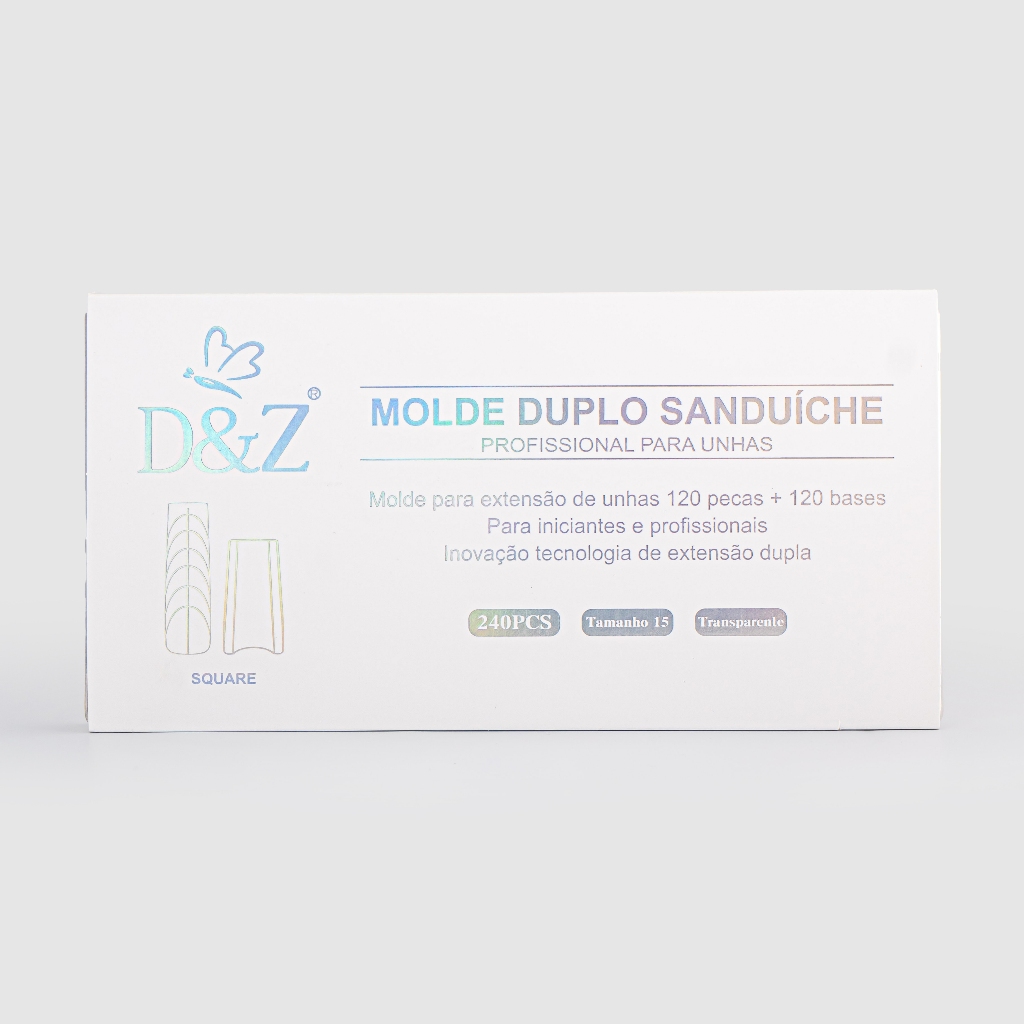 Molde Duplo Sanduíche Square D&Z para Alongamento de Unhas – 240 Peças