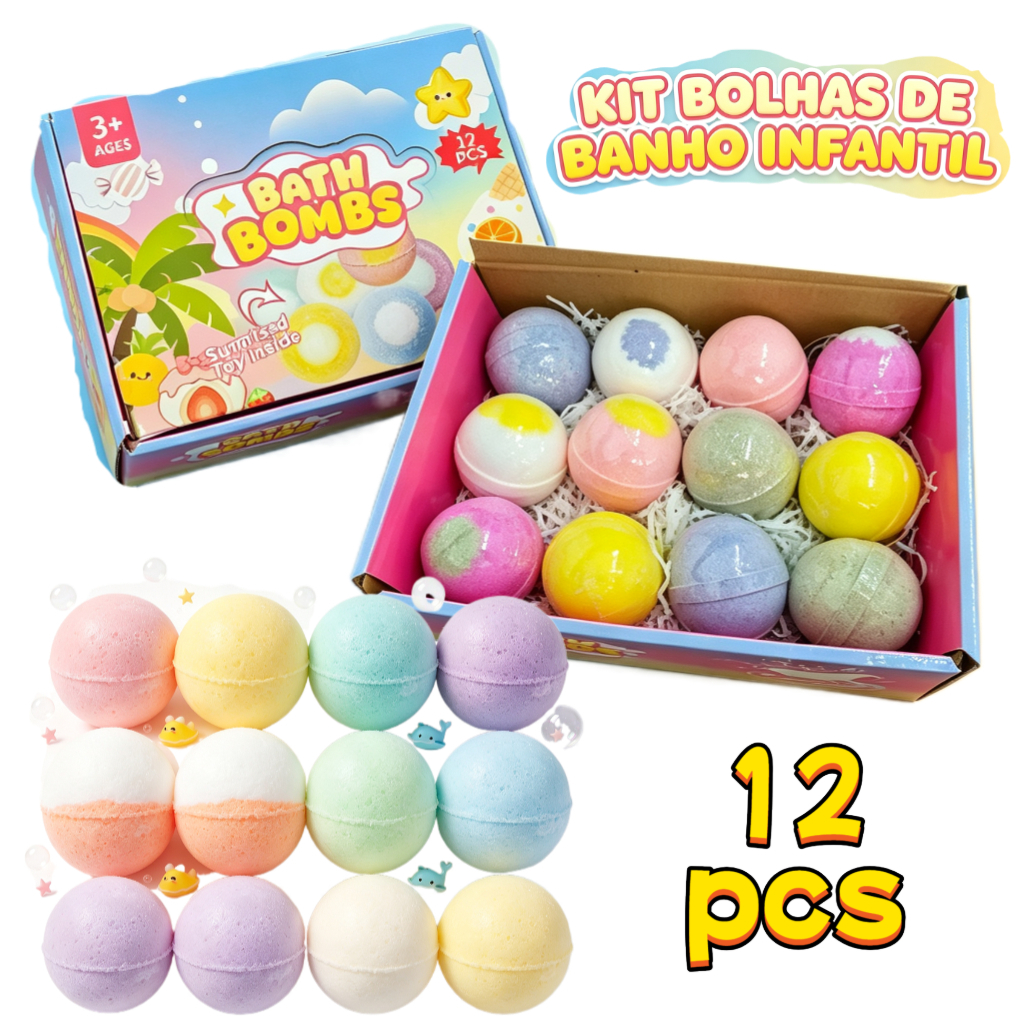 Bath Bomb Infantil Com Brinquedo Surpresa Bomba De Banho Colorida Criança