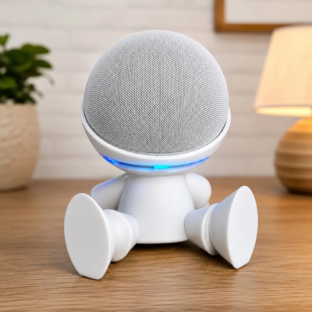 Suporte para Alexa Echo Dot – Robô Astronauta Sentado (Preto ou Branco)