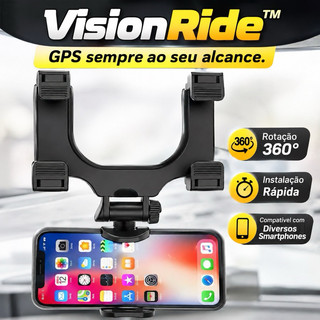 Suporte Veicular Universal para Celular Retrovisor 360° Ajustável para GPS Carro | VisionRide™