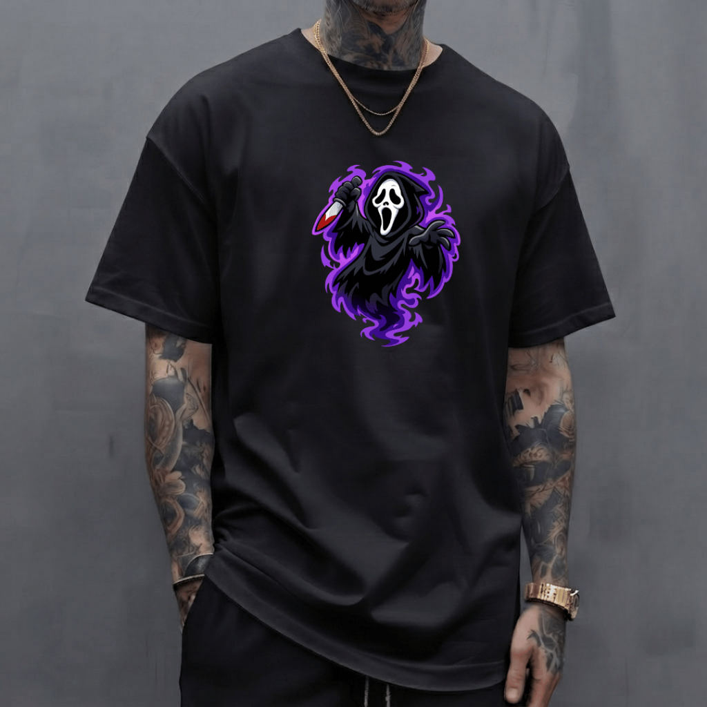 camiseta estampada 100% algodão panico terror fantasma camisa verão moda masculina confortavel