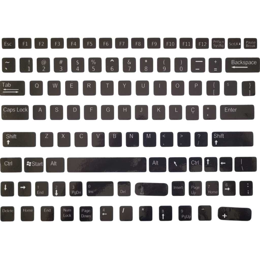 5 adesivos teclados letras apagadas Vinil laminado