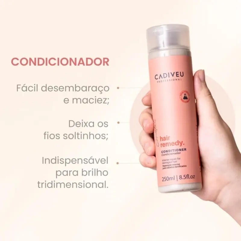 Cadiveu Kit Hair Remedy Shampoo 250ml + Condicionador 250ml e Óleo 65ml · foto 2