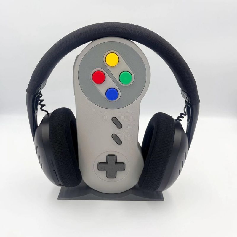 Porta Fone Retrô SNES Suporte Headset Gamer Exclusivo Decoração Geek(escolha Cinza ou Rosa)