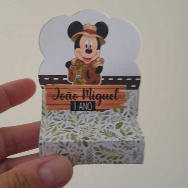 Kit 16 Porta bis duplo personalizado tema mickey safári/lembrancinha de aniversário/festa mickey safári