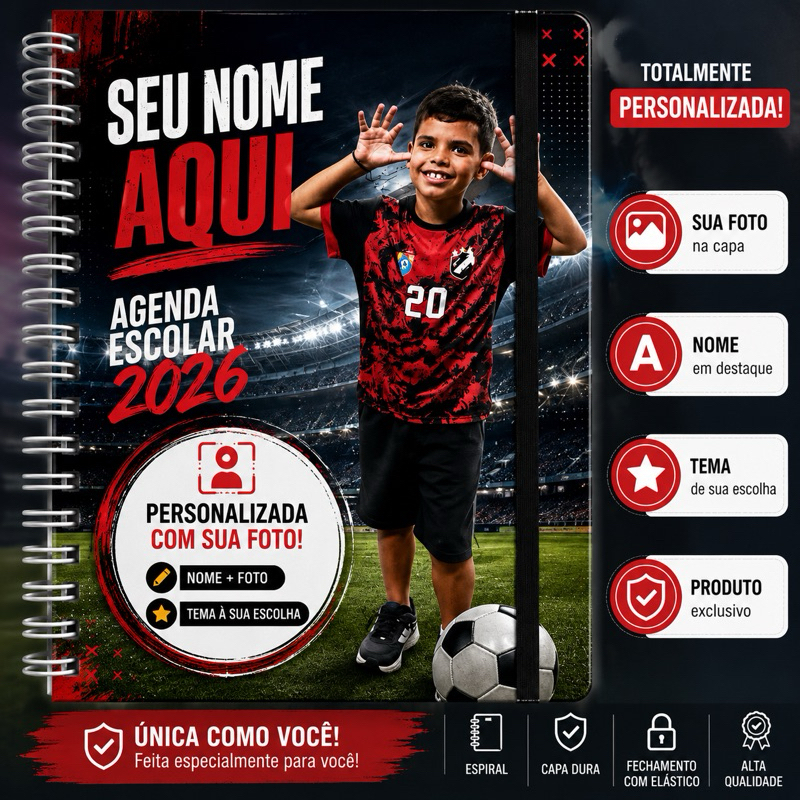 Agenda Escolar 2026 Personalizada com Foto e Nome Capa Dura FAZEMOS QUALQUER TEMA