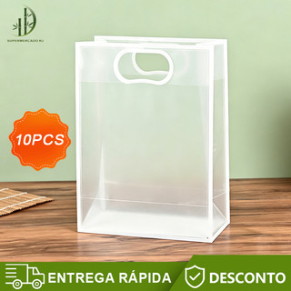 10/20/40 Pcs Sacola Presente PVC Transparente c/ Alça | Reutilizável，Para Presentear Pessoalmente