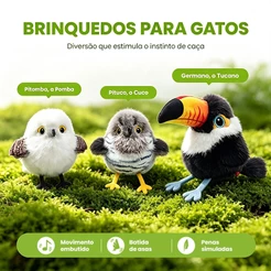 Newpet brinquedos para gatos/Pardal, brinquedo de pelúcia de pássaro/gato, recarregável, com três modos e que emite sons