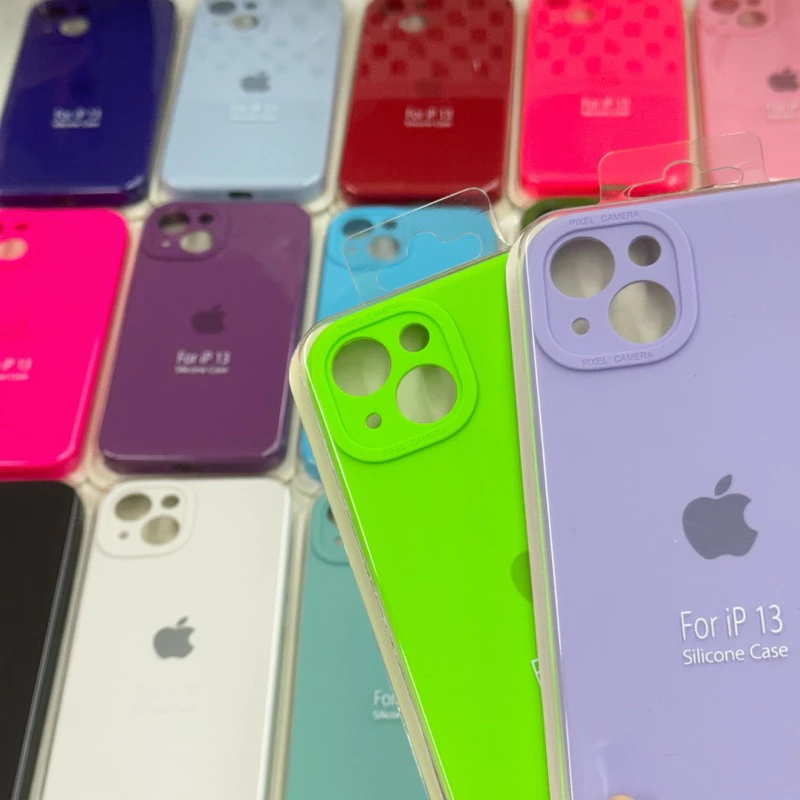 Capa Silicone Case Aveludado Ipone 13/14 com Proteção Camera Alto relevo Fechado e Aberto - Promoção