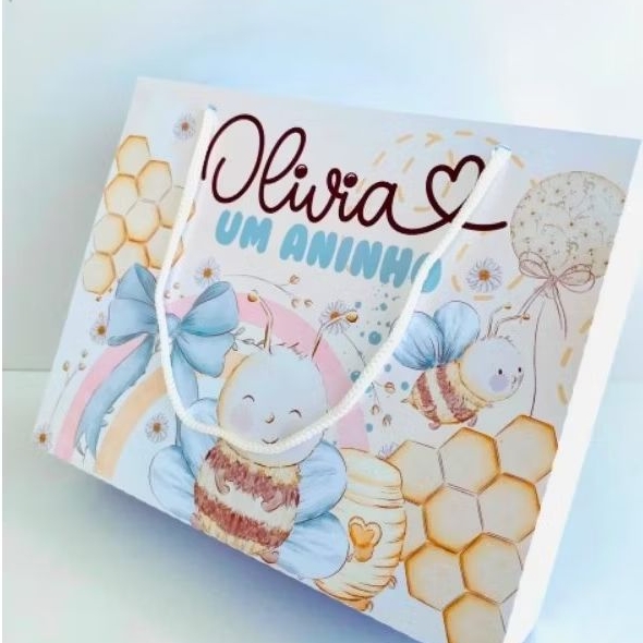 Sacolinha personalizada - Sacola Lembrancinha festa - Abelhinha