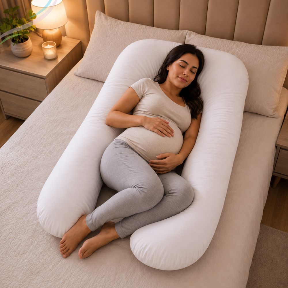 Almofada Para Gestante Formato U Confortável Antialérgica Apoio Barriga Coluna Pernas Descanso
