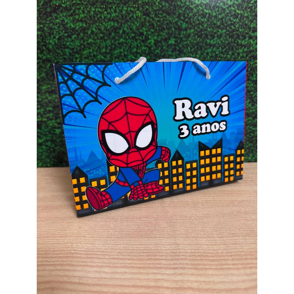Sacolinha Surpresa G Homem Aranha Baby Spider Man Personalizada com nome Festa Infantil Chá Aniversário Lembrancinhas