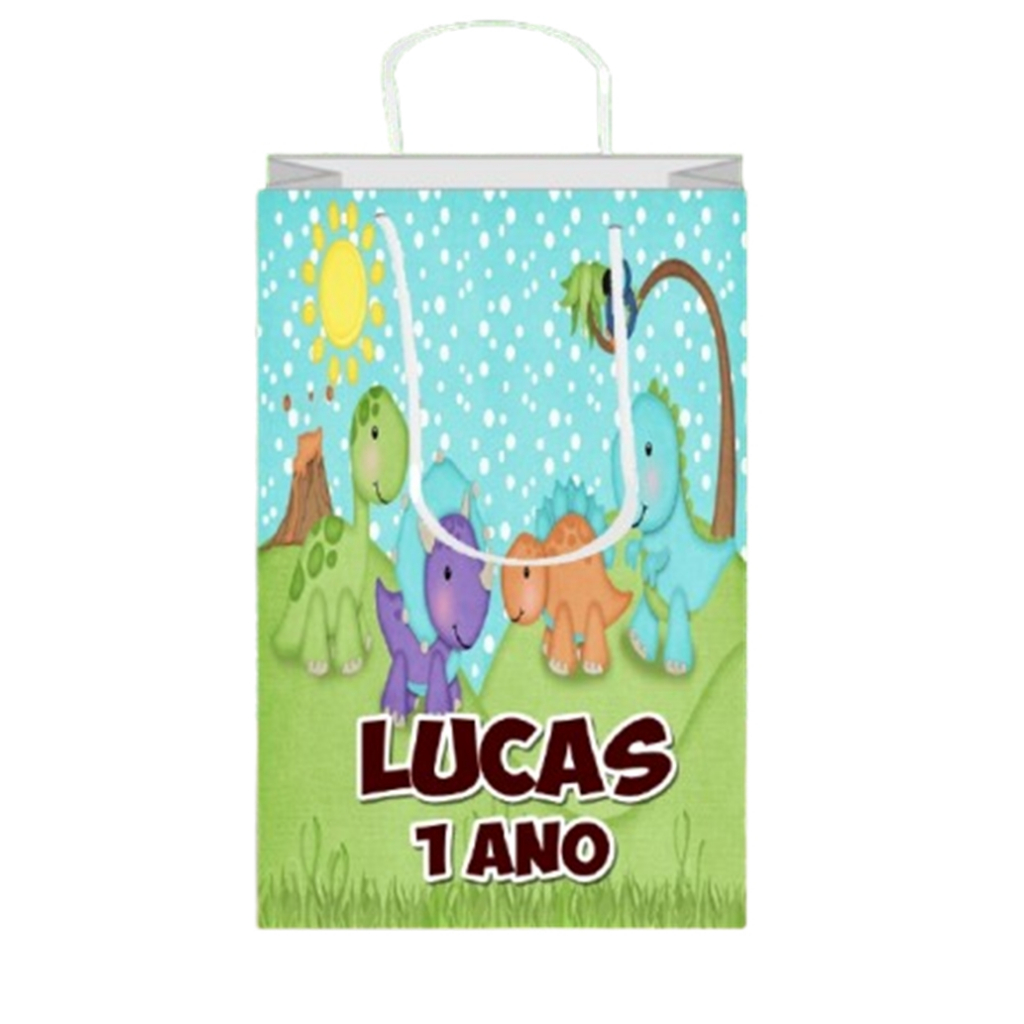 Sacolinha Dinobaby Dinossauros Personalizada para Aniversário/ Lembrancinha Festa Infantil / Qualquer nome e idade