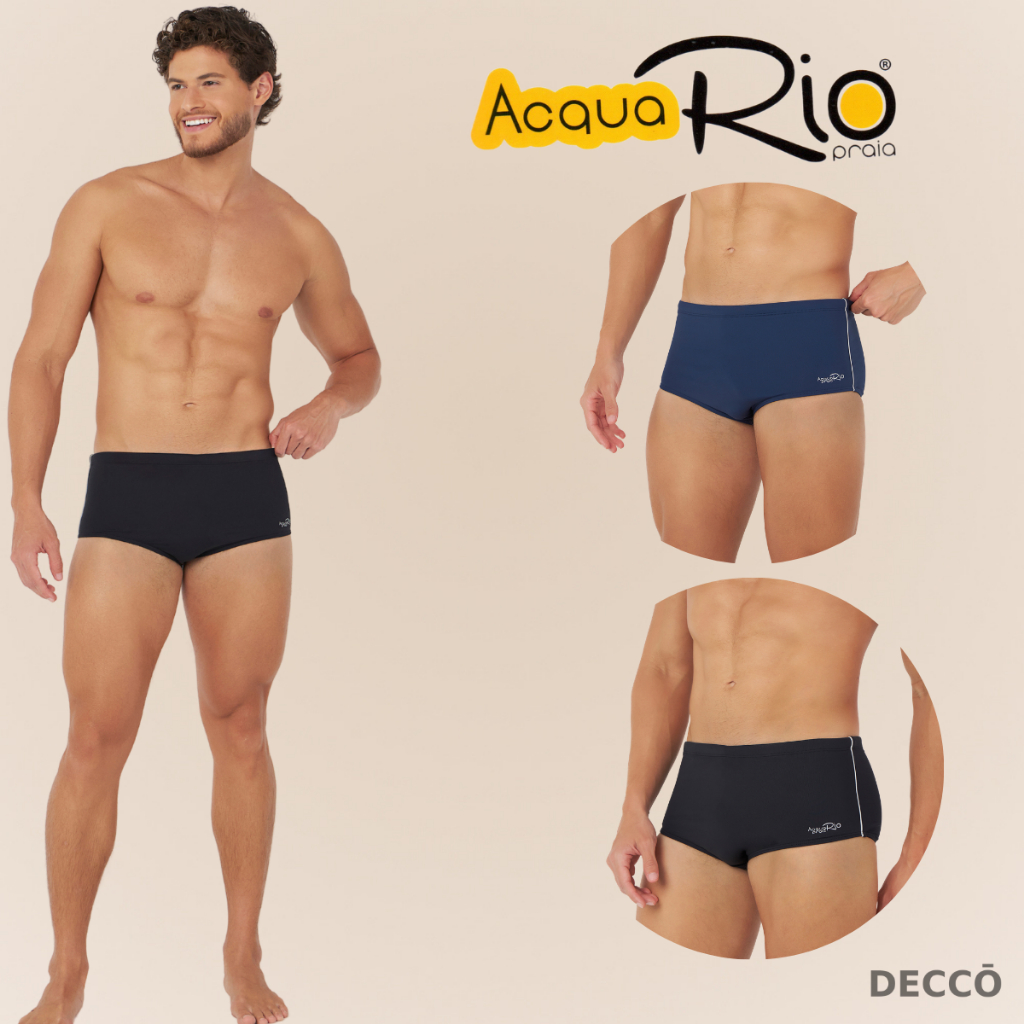 Sunga Slip Masculina Basica Acqua Rio Lisa com Cordao de Regulagem Sungao Uv 50+