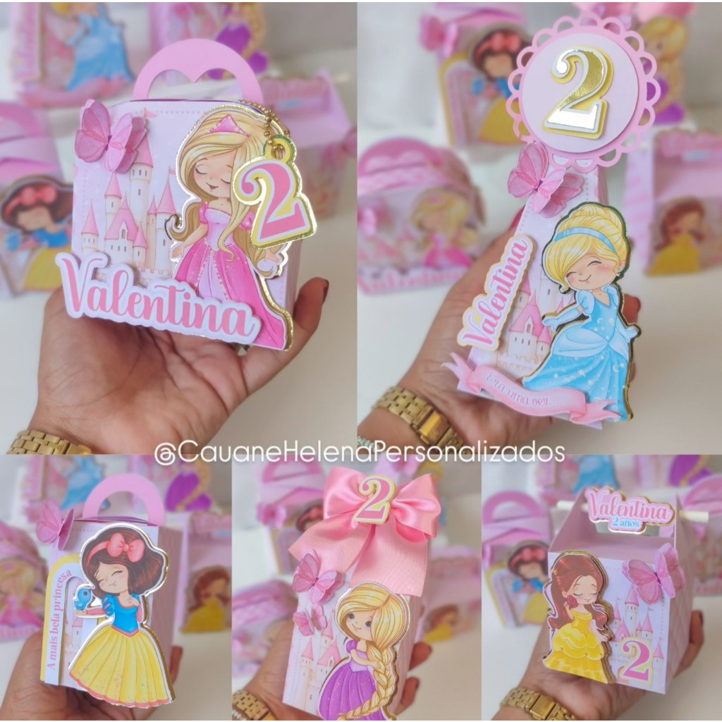 Kit Festa Caixinhas Personalizadas - PRINCESAS CUTE BABY LUXO -  Lembrancinha Aniversário Infantil
