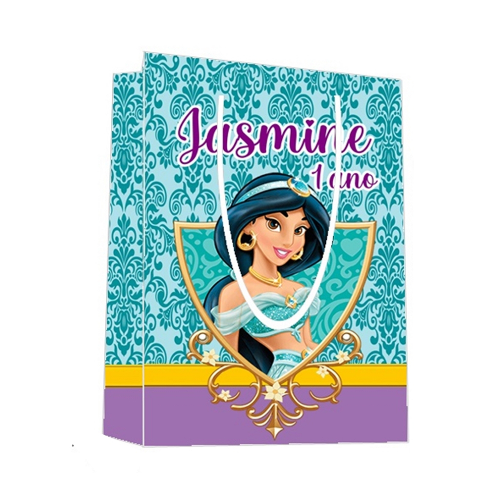 Sacolinha Jasmine Personalizada para Aniversário/ Lembrancinha Festa Infantil / Qualquer nome e idade