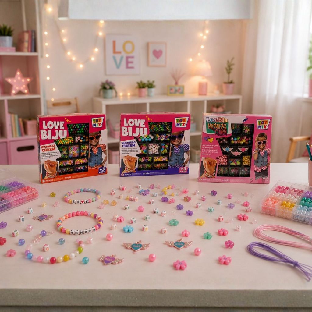 Brinquedo Aplicador de Miçangas Para Cabelo e Pulseiras Infantil Terere Penteados Presilhas