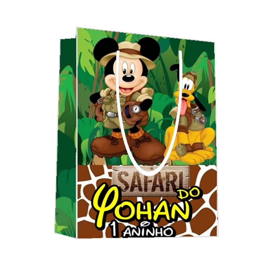Sacolinha Mickey Safari Personalizada para Aniversário/ Lembrancinha Festa Infantil / Qualquer nome e idade