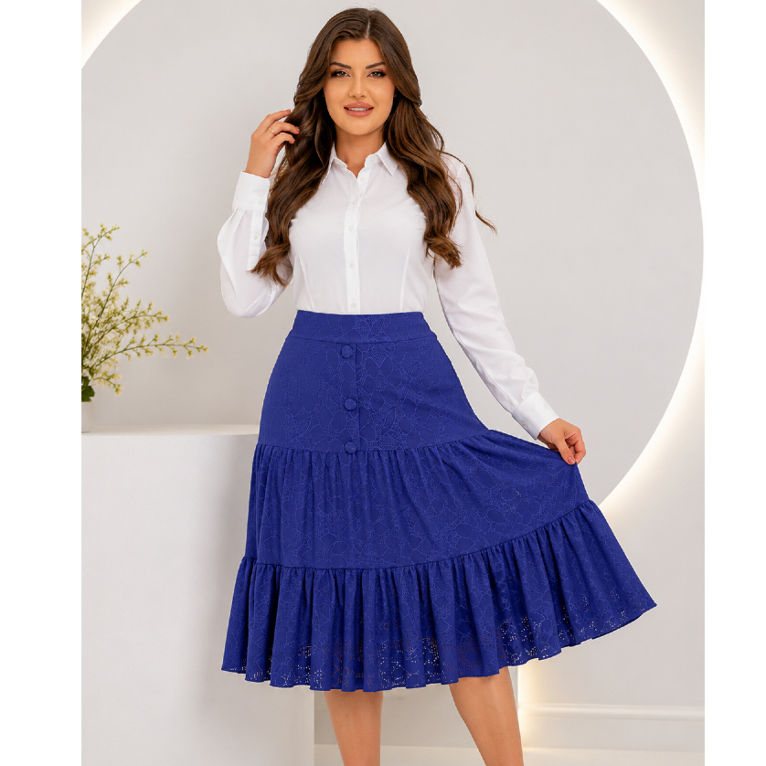 Saia Midi Evangélica 3 Marias Lese de malha Plus Size