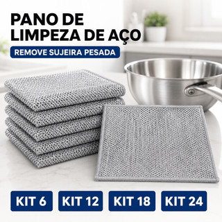 Kit 6/12/18/24 Panos De Limpeza Aço Premium Para Arear Panela Fogão Grelha Tira Gordura Reutilizável