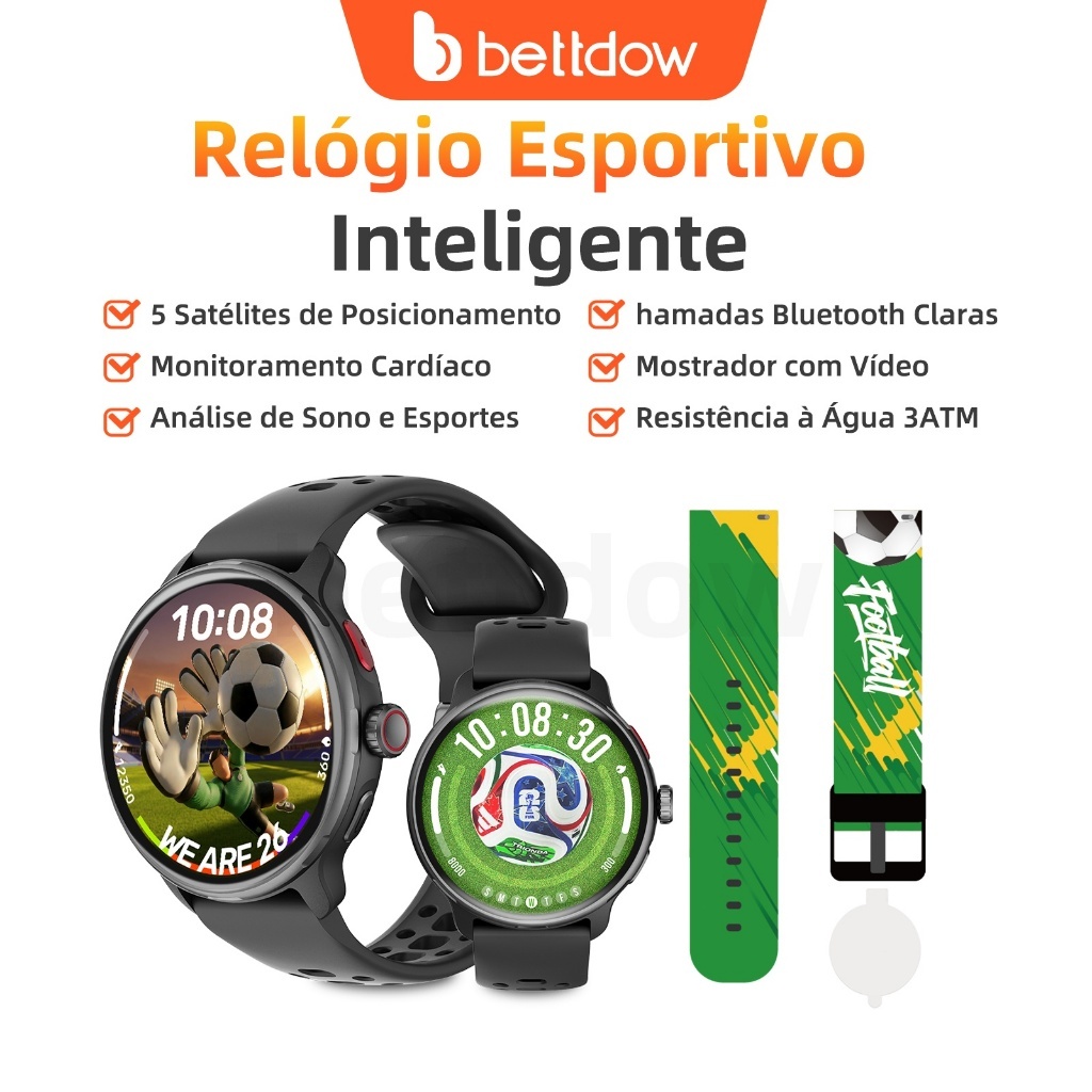 Smartwatch GPS BETTDOW com aplicativo de IA integrado, 100 modos esportivos, res