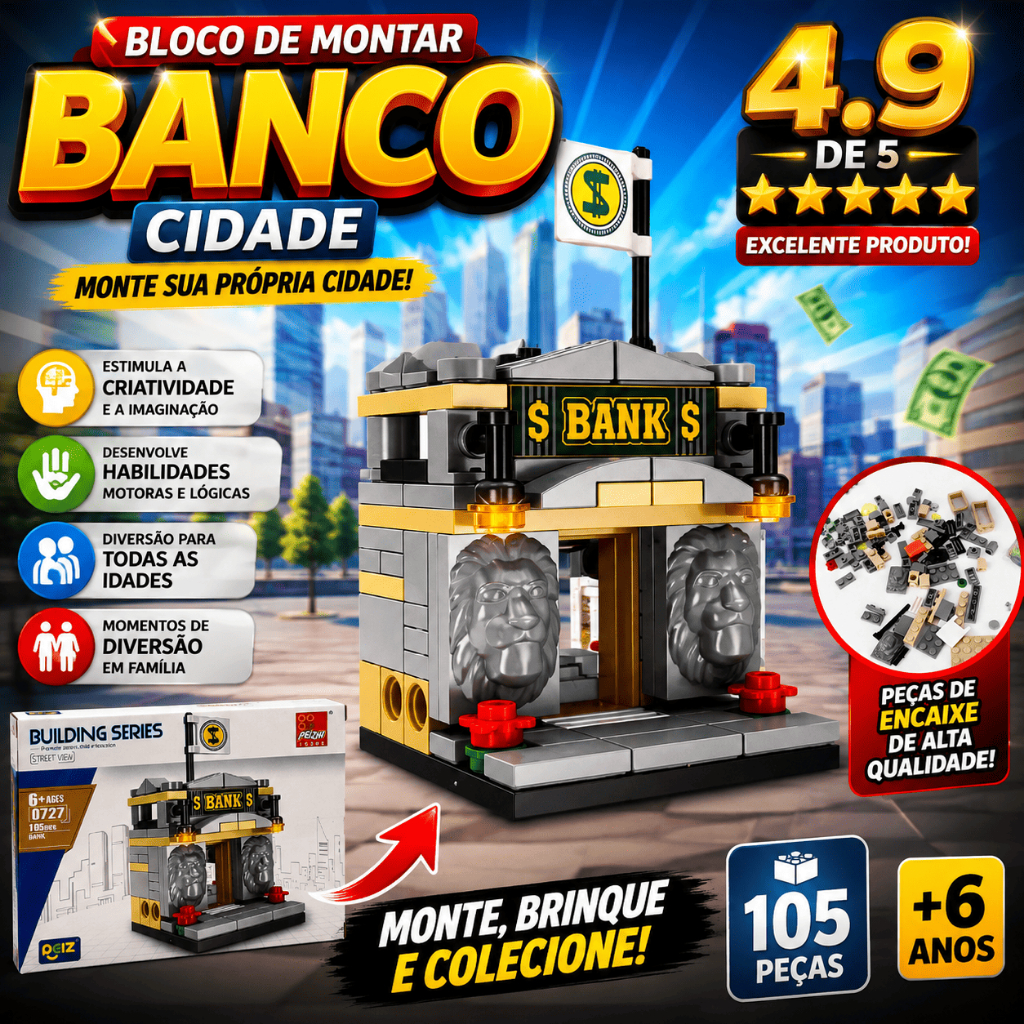 Kit Bloco De Montar Banco 105 Peças Peiz Building Series Colorido P/ Lembrancinha Aniversario Prenda