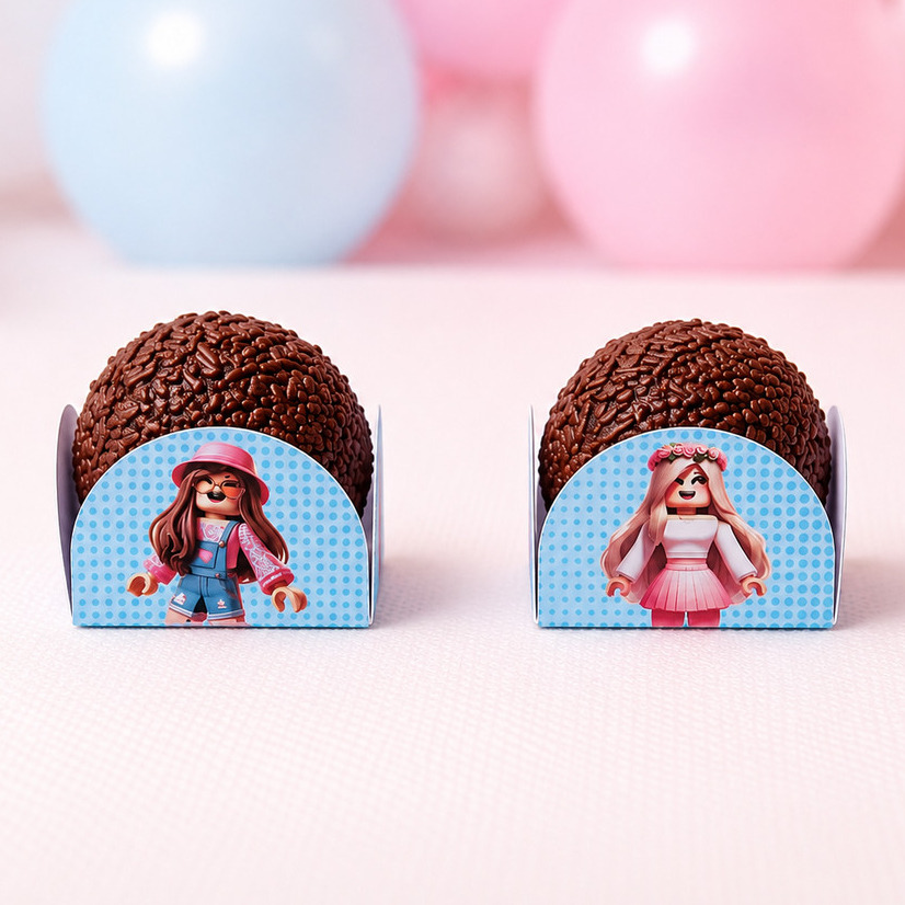 Forminha para Doces 4 Pétalas Roblox Rosa Personalizada | Lembrancinha de Festa  | Aniversário Infantil