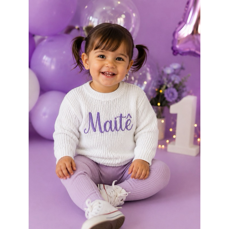 Suéter Premium Tricô Bebê Infantil Quentinho Personalizado
